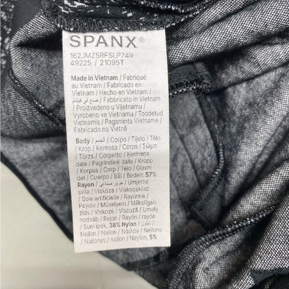 SPANX TALL Ponte Barrel Pant Jacquard Large Long Black Herringbone NEW with Tag - Picture 9 of 9